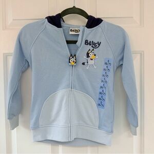 New Bluey Character Kids French Terry Jacket Hoodie Ears Blue Size 6/7